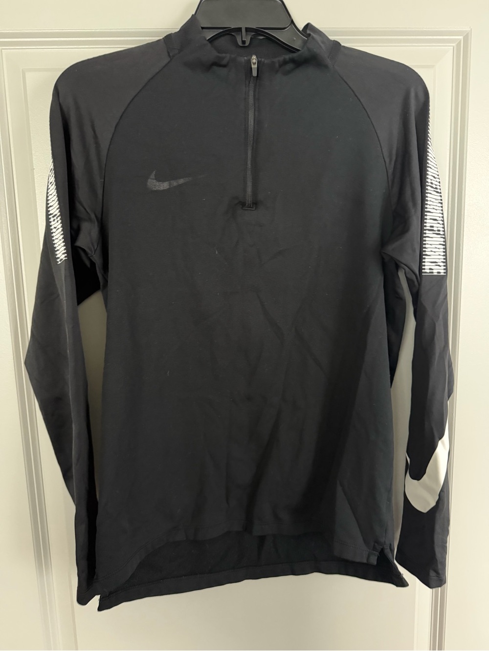 Nike Black Long-Sleeve Half-Zip Training Top with White Sleeve Accents